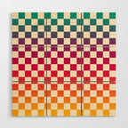 Checkerboard Checkered Checked Check Chessboard Pattern in Colorful Colors Wood Wall Art Gallery Image 1