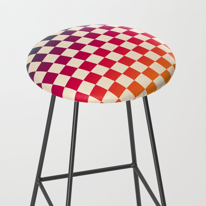 Checkerboard Checkered Checked Check Chessboard Pattern in Colorful Colors Stool Gallery Image 2