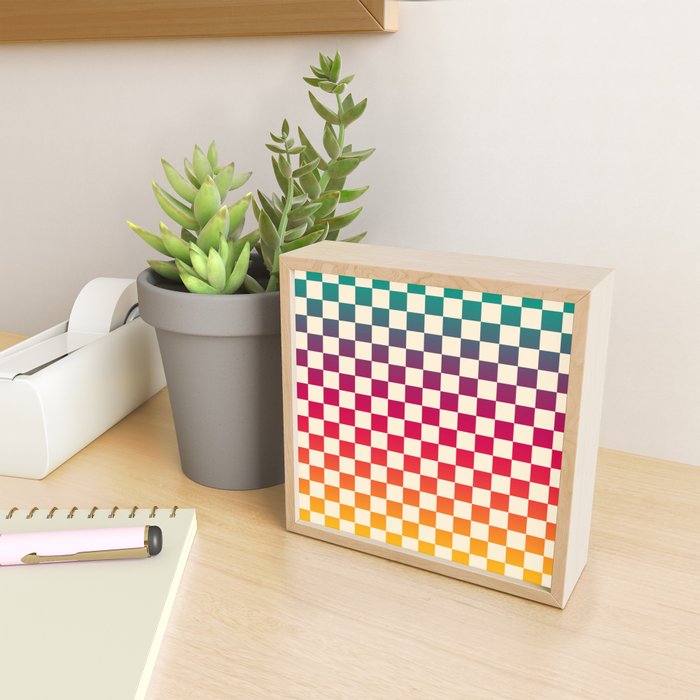 Checkerboard Checkered Checked Check Chessboard Pattern in Colorful Colors Mini Art Print Gallery Image 2