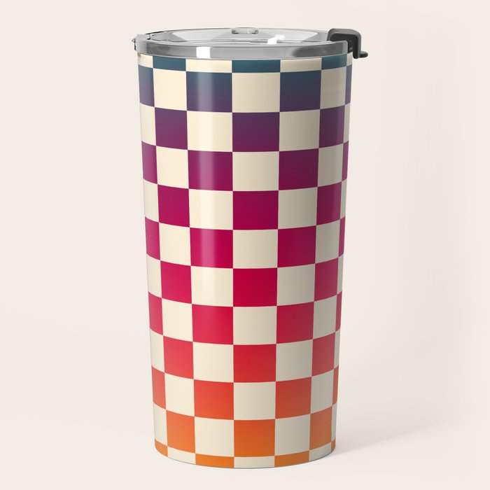 Checkerboard Checkered Checked Check Chessboard Pattern in Colorful Colors Travel Mug Gallery Image 2