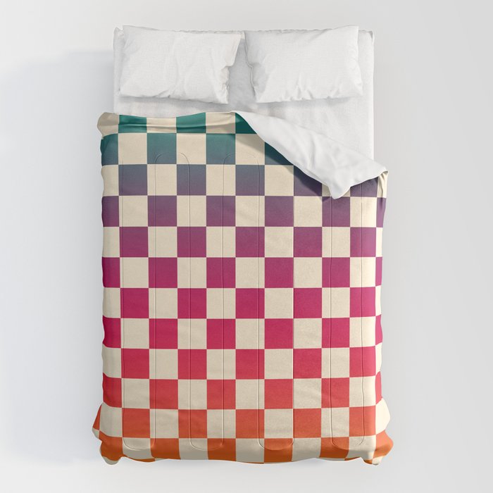 Checkerboard Checkered Checked Check Chessboard Pattern in Colorful Colors Comforter Gallery Image 1