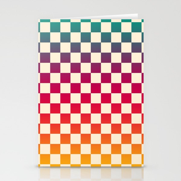 Checkerboard Checkered Checked Check Chessboard Pattern in Colorful Colors Stationery Card Gallery Image 1