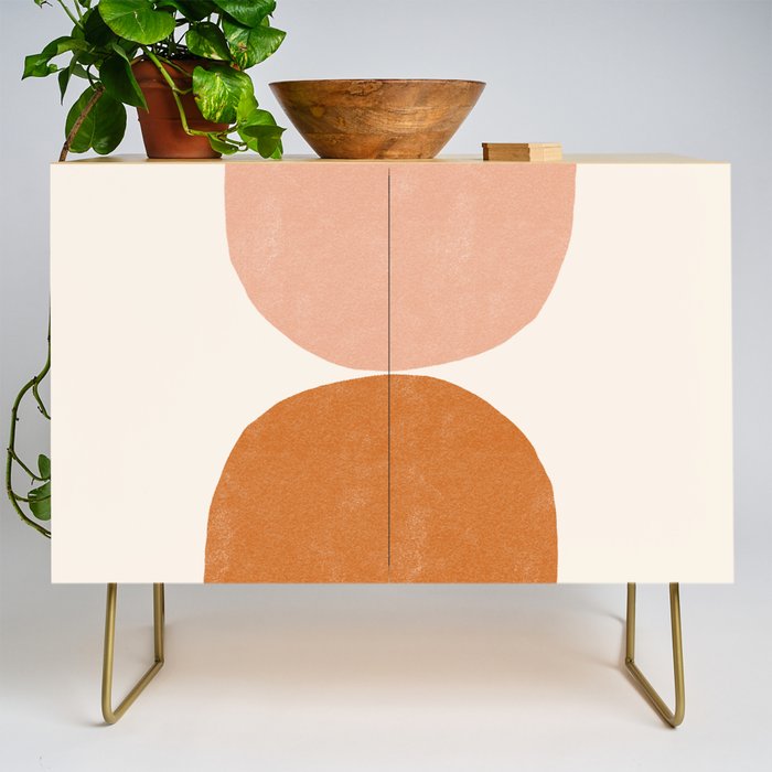Terracotta Mid Century Modern Abstract Credenza Gallery Image 1