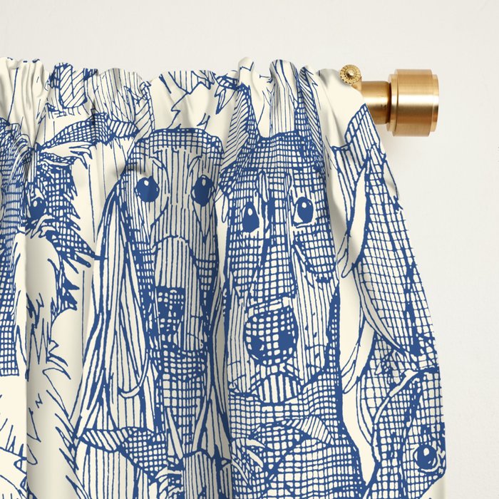 dogs aplenty classic blue pearl Window Curtain Gallery Image 2