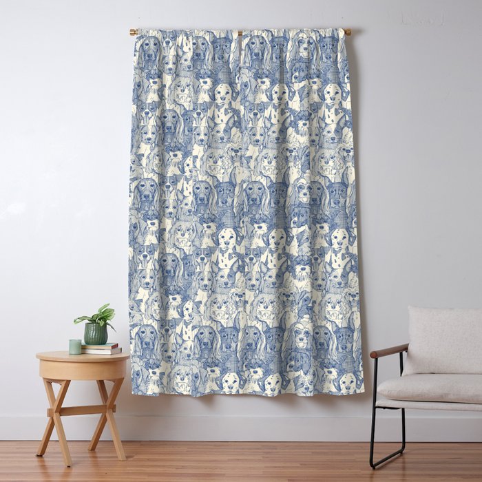 dogs aplenty classic blue pearl Window Curtain Gallery Image 5