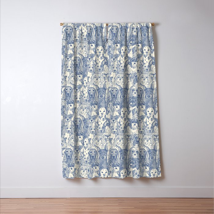 dogs aplenty classic blue pearl Window Curtain Gallery Image 3