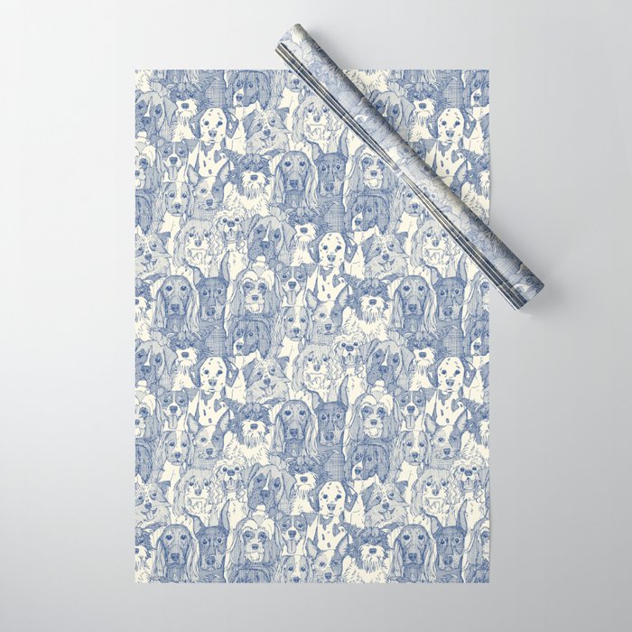 dogs aplenty classic blue pearl Wrapping Paper Gallery Image 1