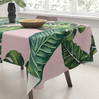 Jungle Leaves, Banana, Monstera II Pink  Tablecloth Gallery Image 3