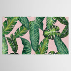 Jungle Leaves, Banana, Monstera II Pink  Tablecloth Gallery Image 2