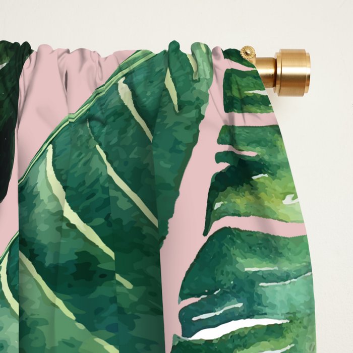 Jungle Leaves, Banana, Monstera II Pink  Window Curtain Gallery Image 2