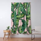 Jungle Leaves, Banana, Monstera II Pink  Window Curtain Gallery Image 5