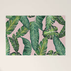 Jungle Leaves, Banana, Monstera II Pink  Welcome Mat Gallery Image 1