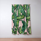 Jungle Leaves, Banana, Monstera II Pink  Window Curtain Gallery Image 3