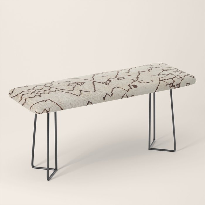 Brown Abstract Antique Moroccan Rug Print Bench Gallery Image 1