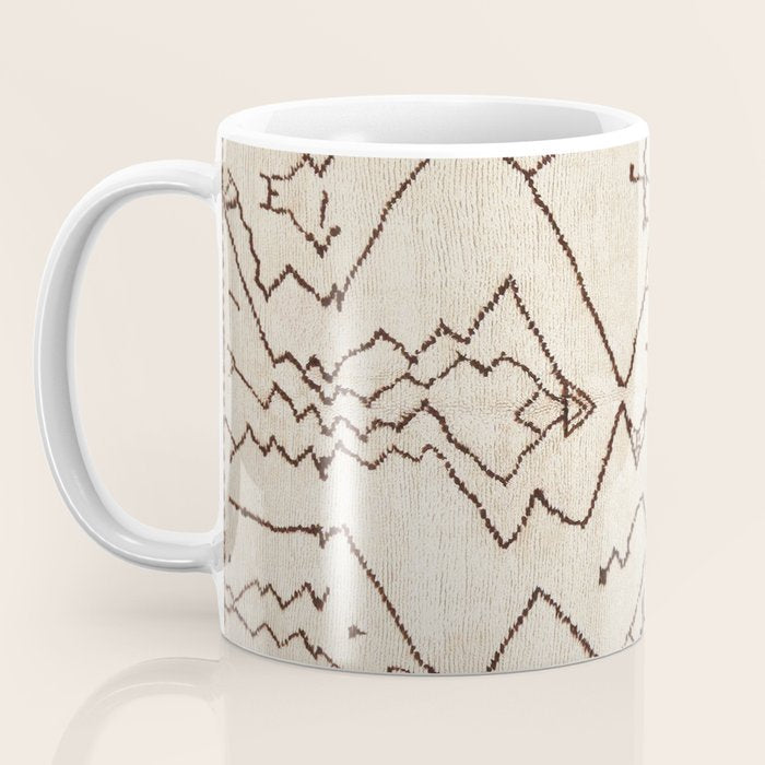 Brown Abstract Antique Moroccan Rug Print Coffee Mug Gallery Image 3