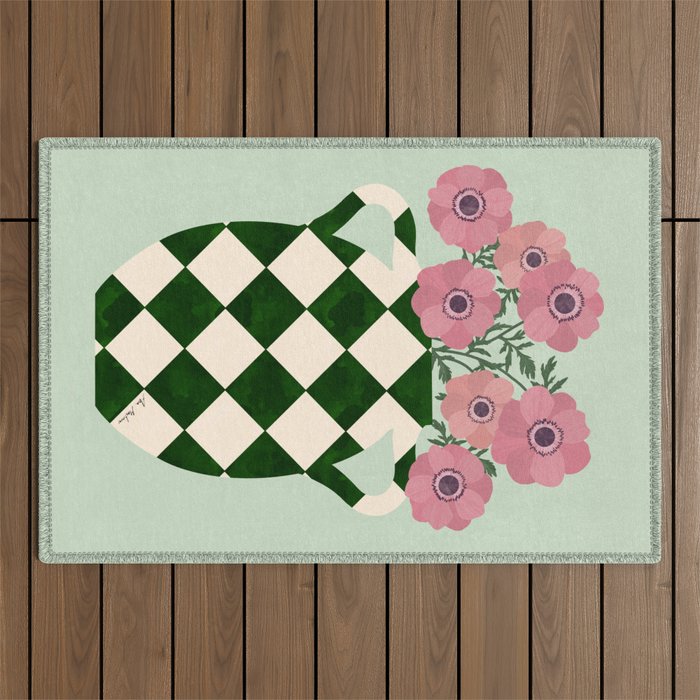 Anemones and vase Outdoor Rug Gallery Image 1
