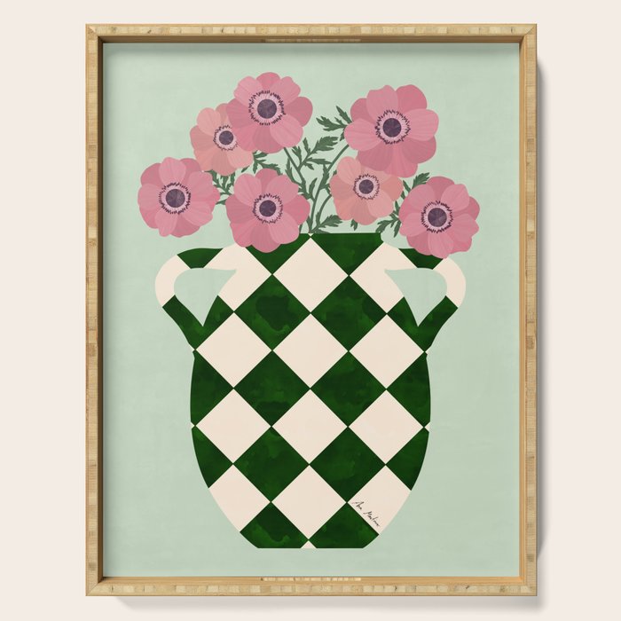 Anemones and vase Serving Tray Gallery Image 1