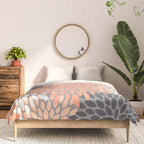 Floral Pattern, Coral, Gray, White Comforter Gallery Image 3