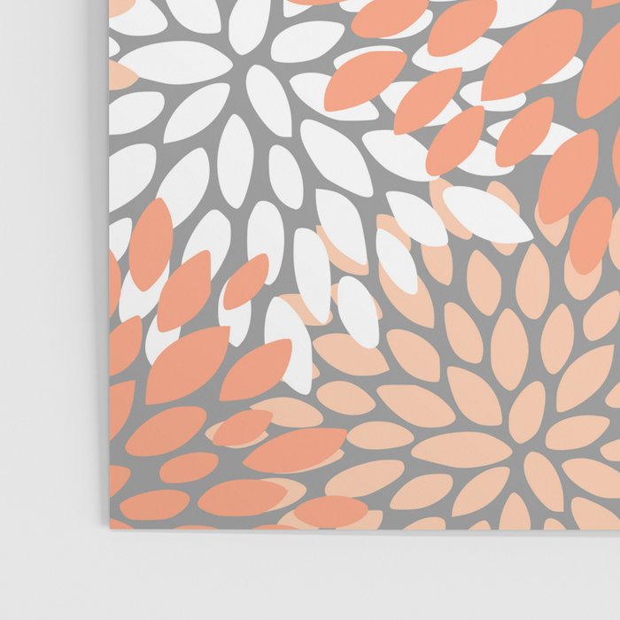 Floral Pattern, Coral, Gray, White Poster Gallery Image 3