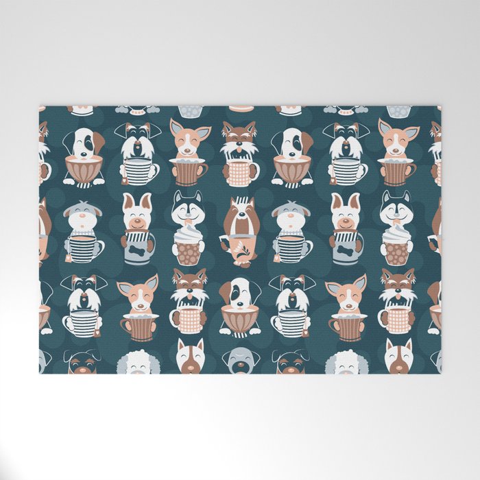 Doggie Coffee and Tea Time II Welcome Mat Gallery Image 1