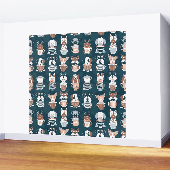Doggie Coffee and Tea Time II Wall Mural Gallery Image 2