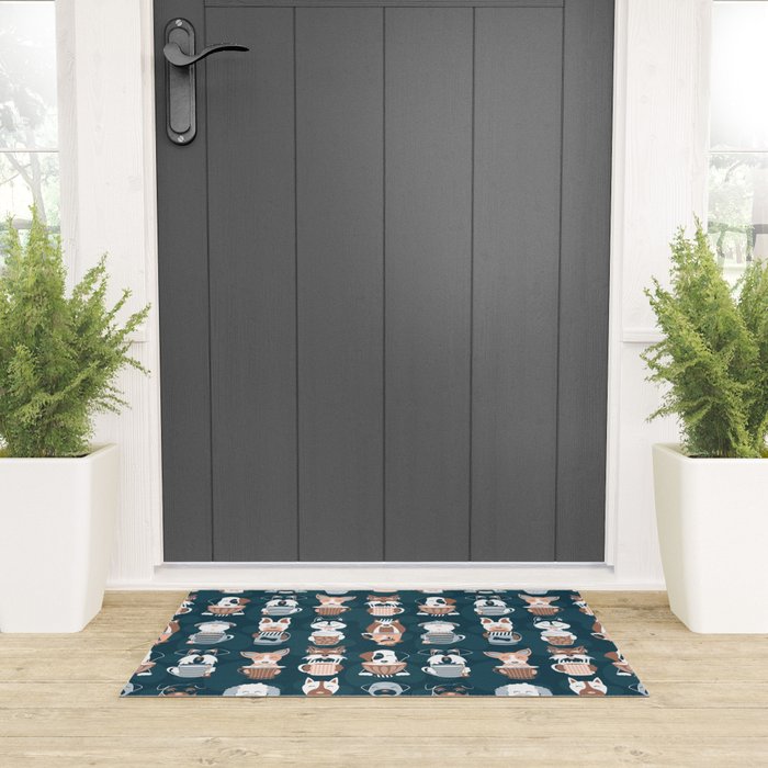 Doggie Coffee and Tea Time II Welcome Mat Gallery Image 3