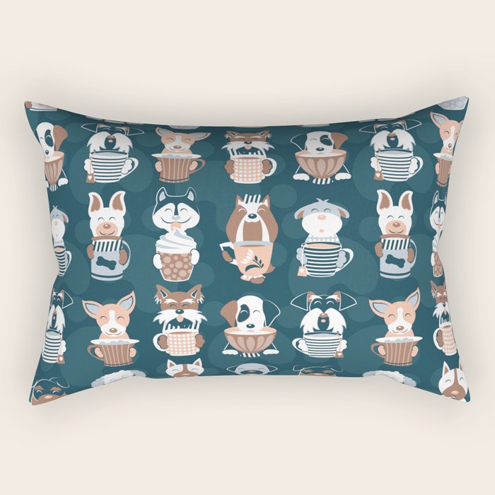 Doggie Coffee and Tea Time II Rectangular Pillow Gallery Image 1