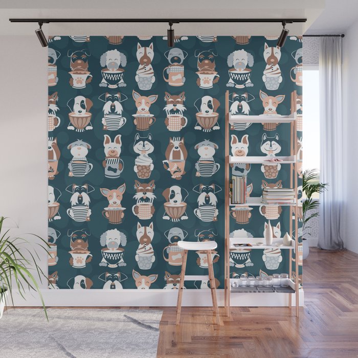 Doggie Coffee and Tea Time II Wall Mural Gallery Image 1