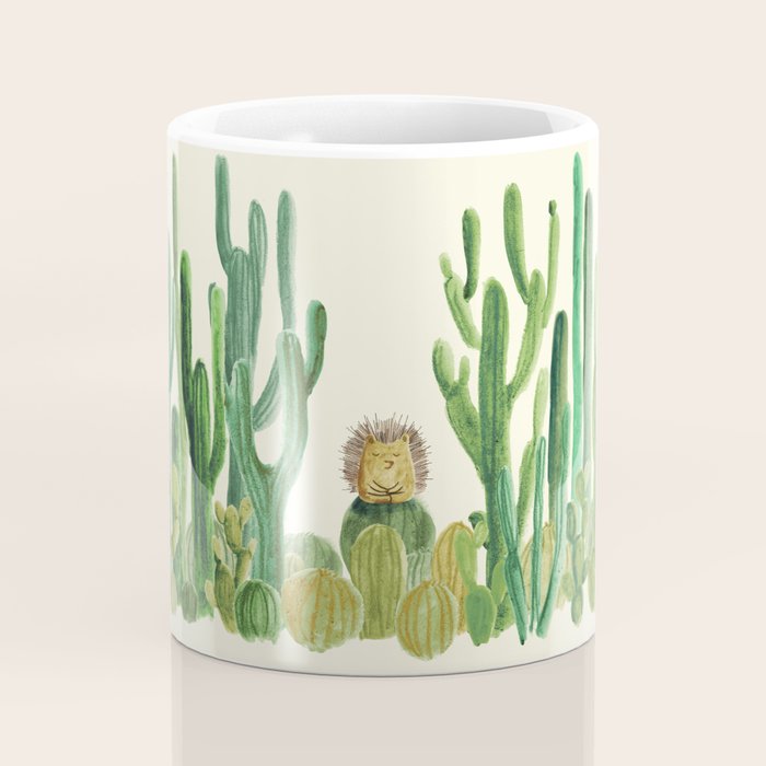 In my happy place - hedgehog meditating in cactus jungle Coffee Mug Gallery Image 4
