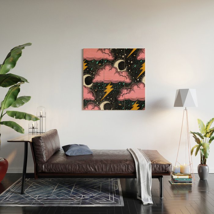 Stormy Night - black & pink Wood Wall Art Gallery Image 2