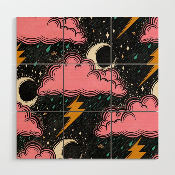 Stormy Night - black & pink Wood Wall Art Gallery Image 1