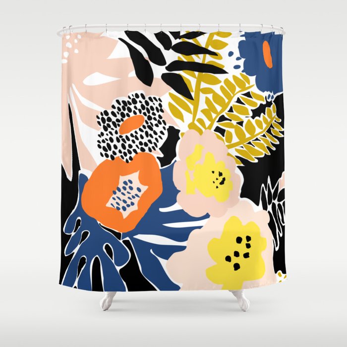 More design for a happy life - with black Shower Curtain Gallery Image 1