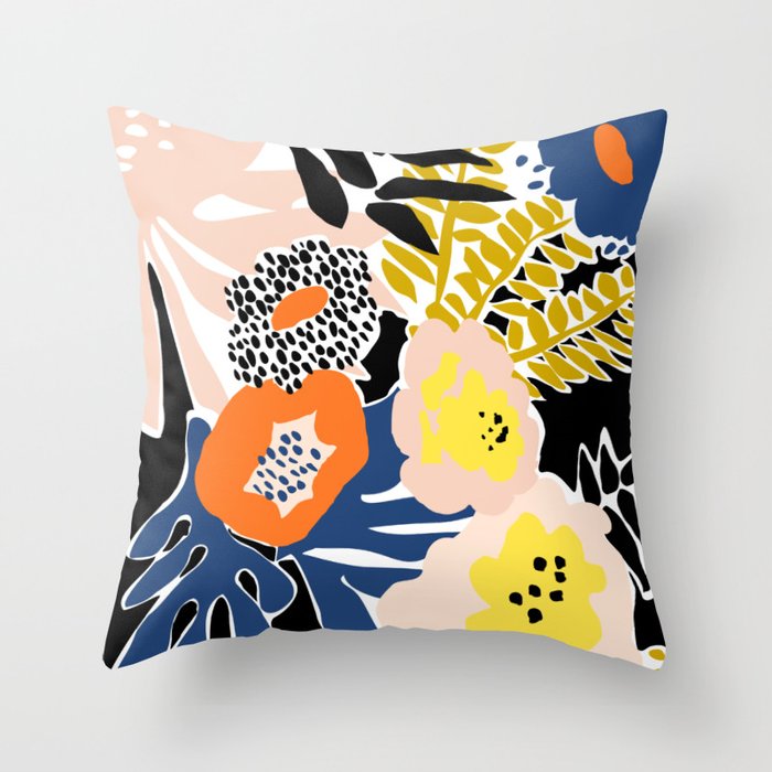 More design for a happy life - with black Throw Pillow Gallery Image 1
