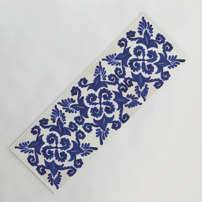 Talavera mexican tile traditional blue ceramic mosaic Yoga Mat