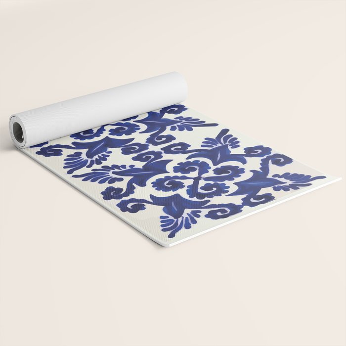 Talavera mexican tile traditional blue ceramic mosaic Yoga Mat Gallery Image 2