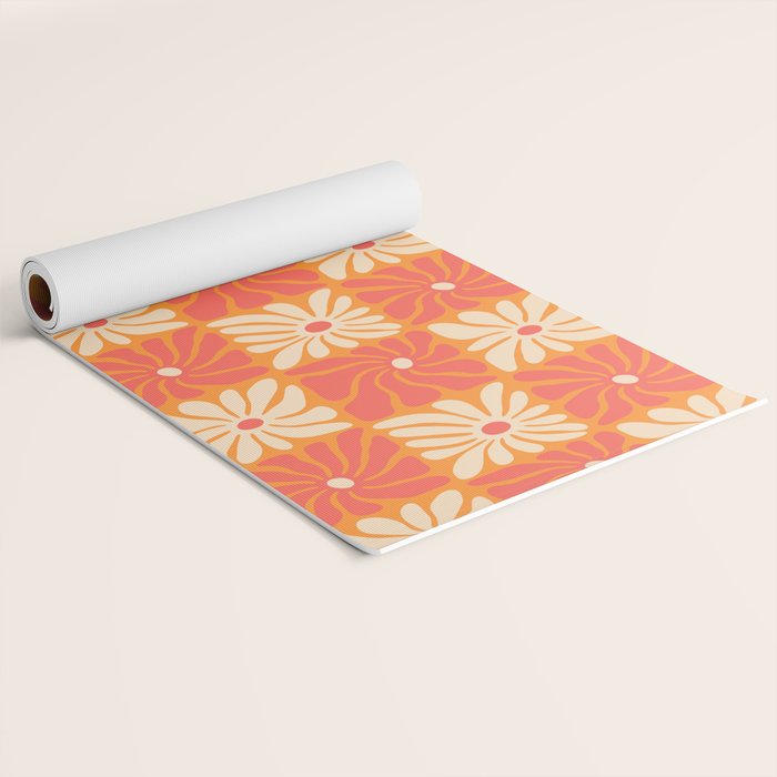Retro checkered flower art pattern Yoga Mat Gallery Image 2