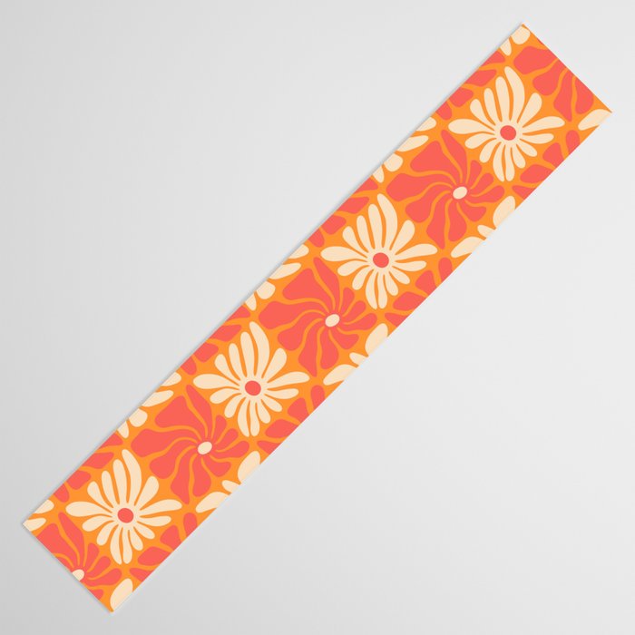 Retro checkered flower art pattern Table Runner Gallery Image 3