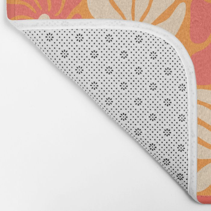 Retro checkered flower art pattern Bath Mat Gallery Image 2