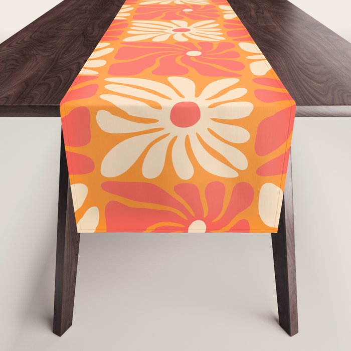 Retro checkered flower art pattern Table Runner Gallery Image 1