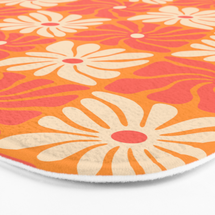 Retro checkered flower art pattern Bath Mat Gallery Image 3