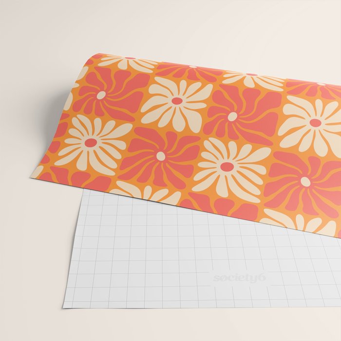 Retro checkered flower art pattern Wrapping Paper Gallery Image 2