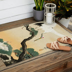Crane and its chicks on a pine tree  - Vintage Japanese Woodblock Print Art Outdoor Rug Gallery Image 2