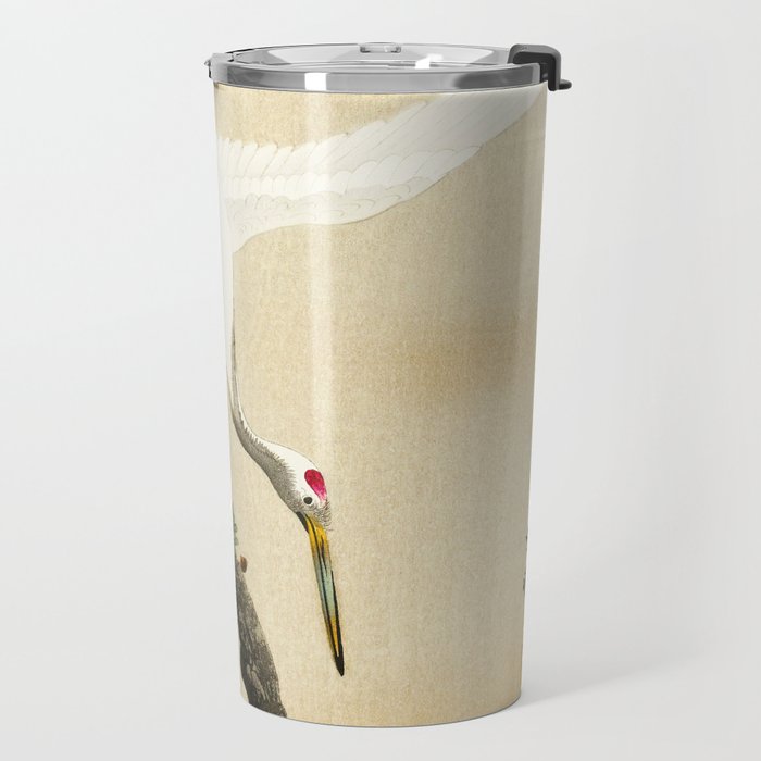 Crane and its chicks on a pine tree  - Vintage Japanese Woodblock Print Art Travel Mug Gallery Image 2