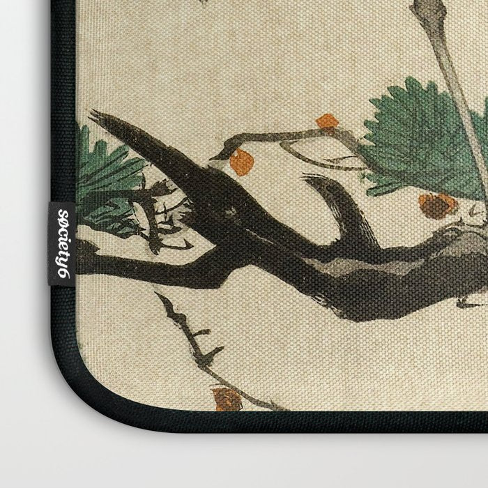 Crane and its chicks on a pine tree  - Vintage Japanese Woodblock Print Art Laptop Sleeve Gallery Image 3