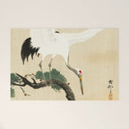 Crane and its chicks on a pine tree  - Vintage Japanese Woodblock Print Art Welcome Mat Gallery Image 1