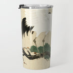 Crane and its chicks on a pine tree  - Vintage Japanese Woodblock Print Art Travel Mug Gallery Image 3