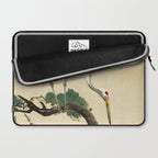 Crane and its chicks on a pine tree  - Vintage Japanese Woodblock Print Art Laptop Sleeve Gallery Image 2