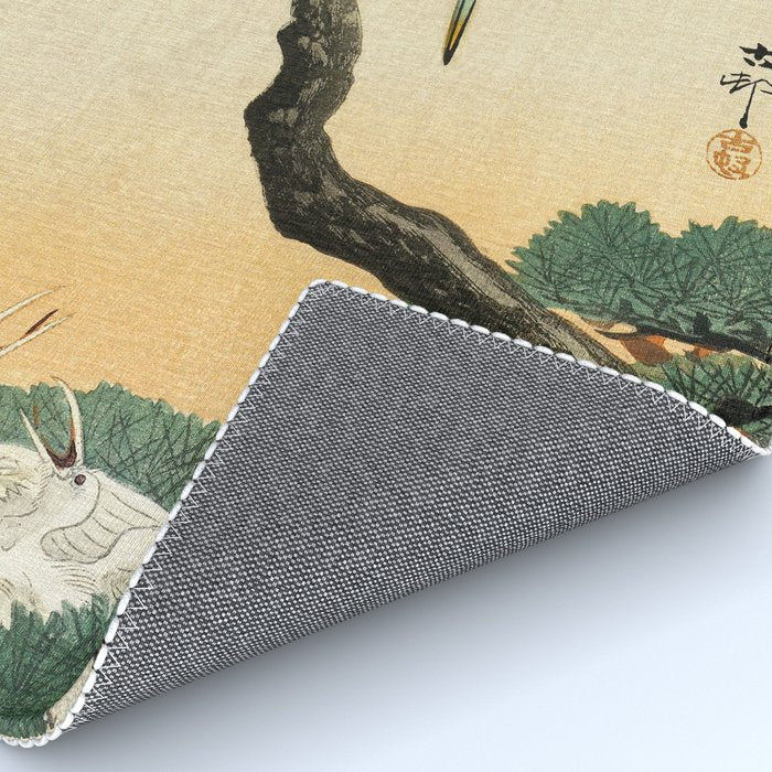 Crane and its chicks on a pine tree  - Vintage Japanese Woodblock Print Art Rug Gallery Image 4
