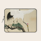 Crane and its chicks on a pine tree  - Vintage Japanese Woodblock Print Art Laptop Sleeve Gallery Image 1