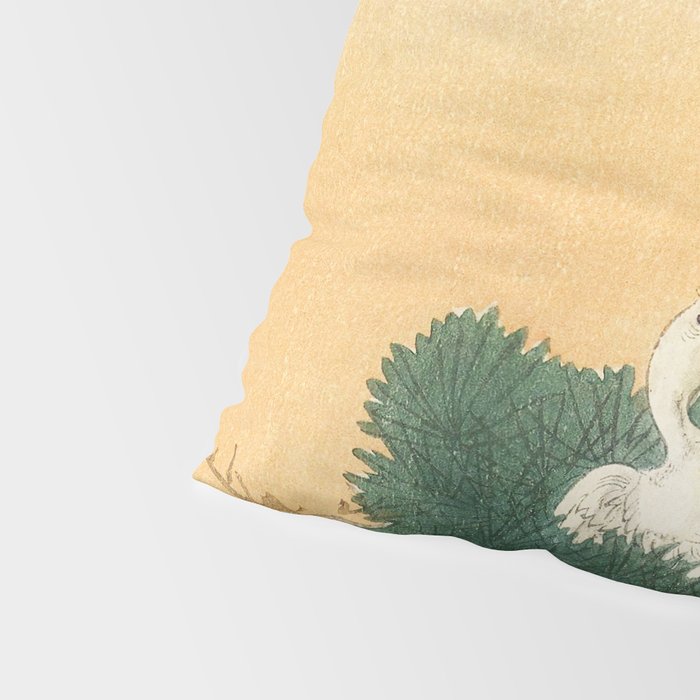 Crane and its chicks on a pine tree  - Vintage Japanese Woodblock Print Art Pillow Sham Gallery Image 4